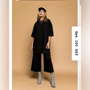 *Pants Only* Dressed in LaLa Lex Ribbed Playsuit in Black, Size 2XL